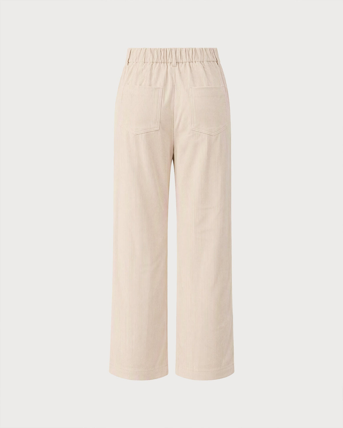 Wide Leg Corduroy Look Trousers with Pressed Front Crease - Apricot