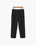 Wide Leg Pleated Trousers with Elasticated Waist - Black