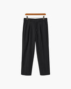 Wide Leg Pleated Trousers with Elasticated Waist - Black