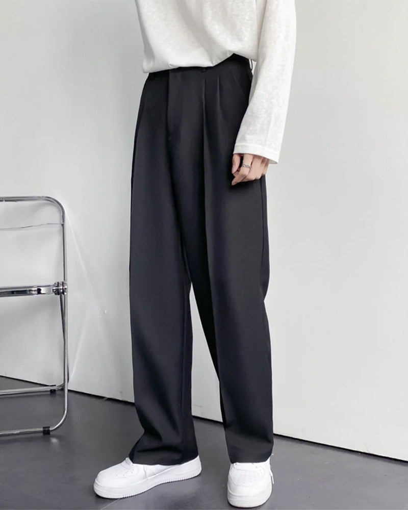Wide Leg Pleated Trousers with Elasticated Waist