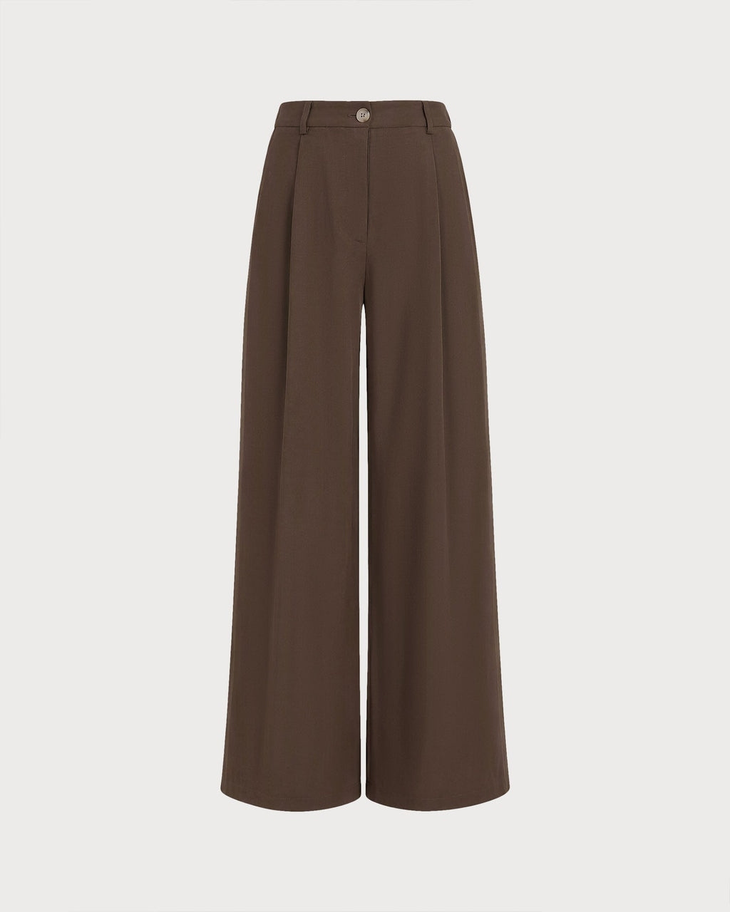 Wide Leg Trousers with High Waist and Pressed Creases - Brown
