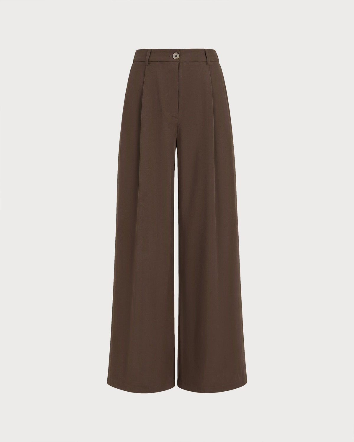 Wide Leg Trousers with High Waist and Pressed Creases - Brown