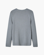Wool Crew Neck Jumper with Ribbed Collar, Cuffs and Hem