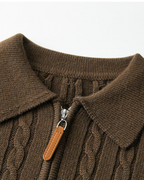 Wool Full Zip Cardigan with Stand Collar, Tailored Fit