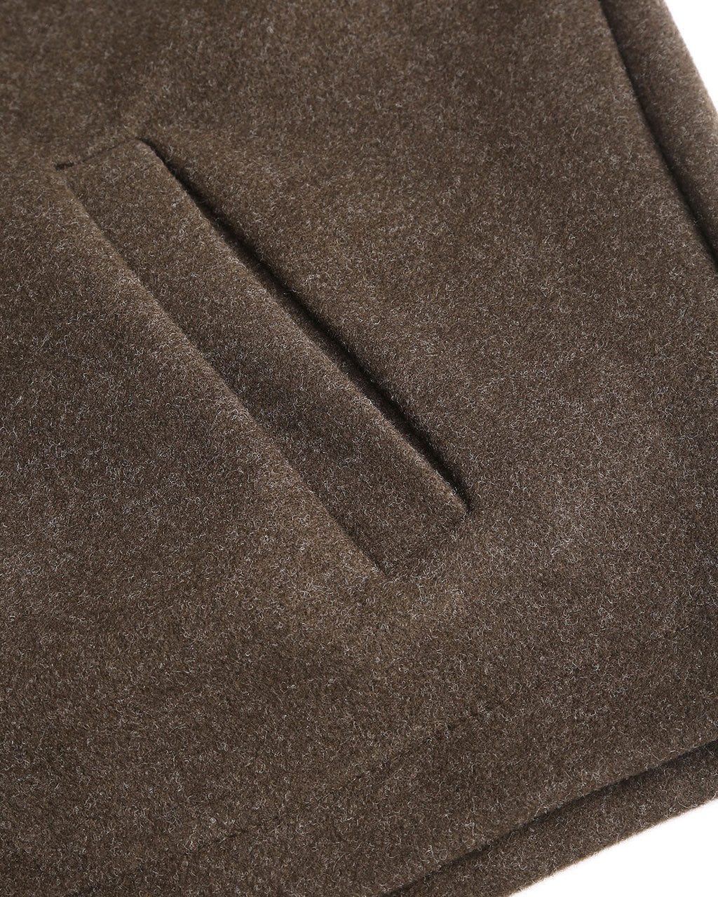 Wool Look Zip Jacket with Point Collar and Slant Pockets - Coffee