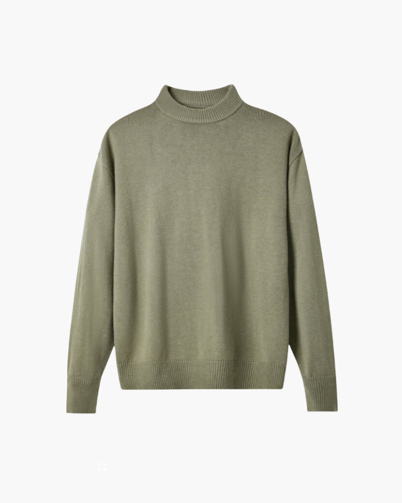 Wool Roll Neck Jumper with Rich Knit Texture, Regular Fit - Green