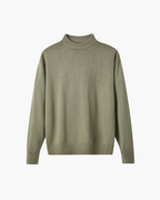 Wool Roll Neck Jumper with Rich Knit Texture, Regular Fit - Green