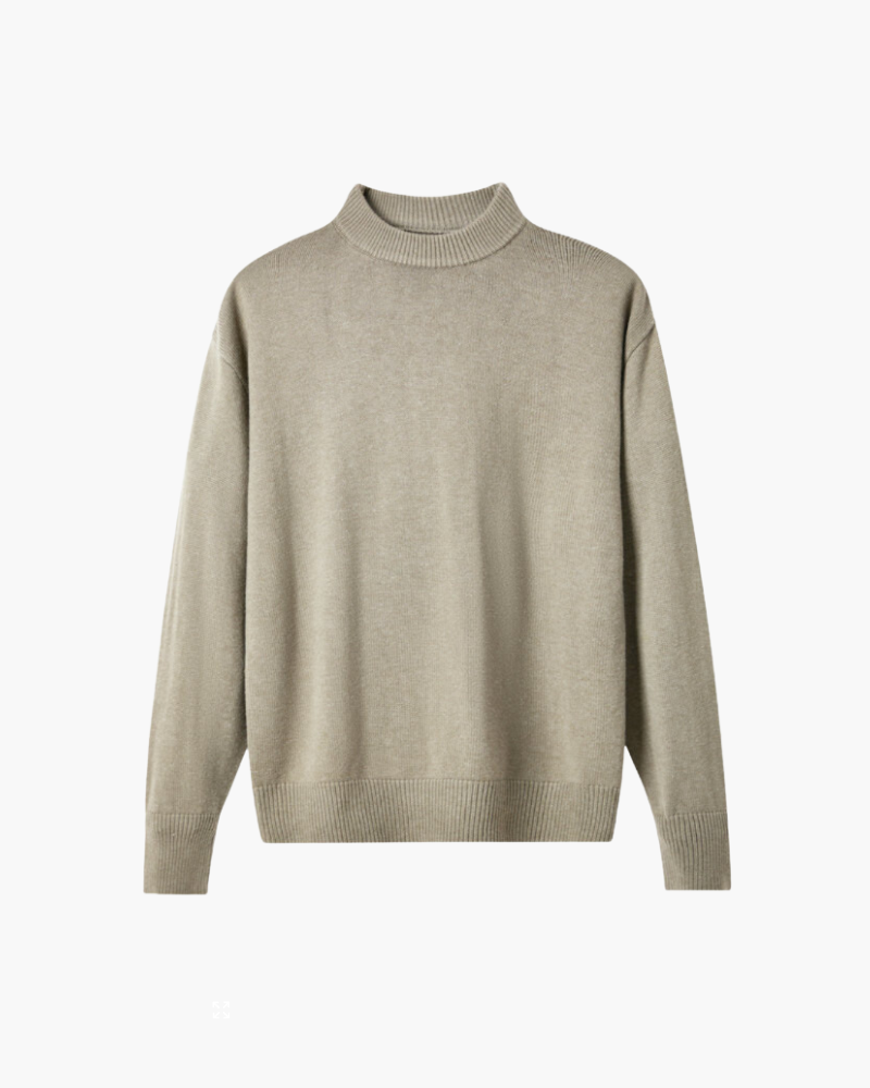 Wool Roll Neck Jumper with Rich Knit Texture, Regular Fit - Beige