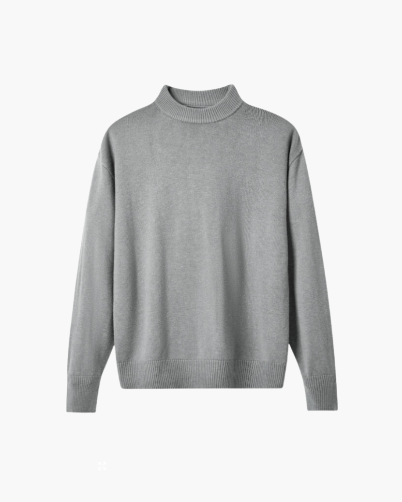 Wool Roll Neck Jumper with Rich Knit Texture, Regular Fit - Grey