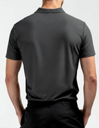Zip Polo Shirt with Silky Mesh Knit, Short Sleeve
