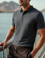 Zip Polo Shirt with Silky Mesh Knit, Short Sleeve