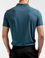 Zip Polo Shirt with Silky Mesh Knit, Short Sleeve