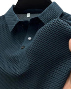 Zip Polo Shirt with Silky Mesh Knit, Short Sleeve