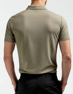 Zip Polo Shirt with Silky Mesh Knit, Short Sleeve