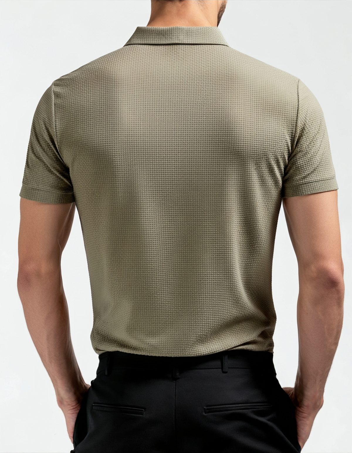 Zip Polo Shirt with Silky Mesh Knit, Short Sleeve