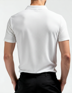 Zip Polo Shirt with Silky Mesh Knit, Short Sleeve