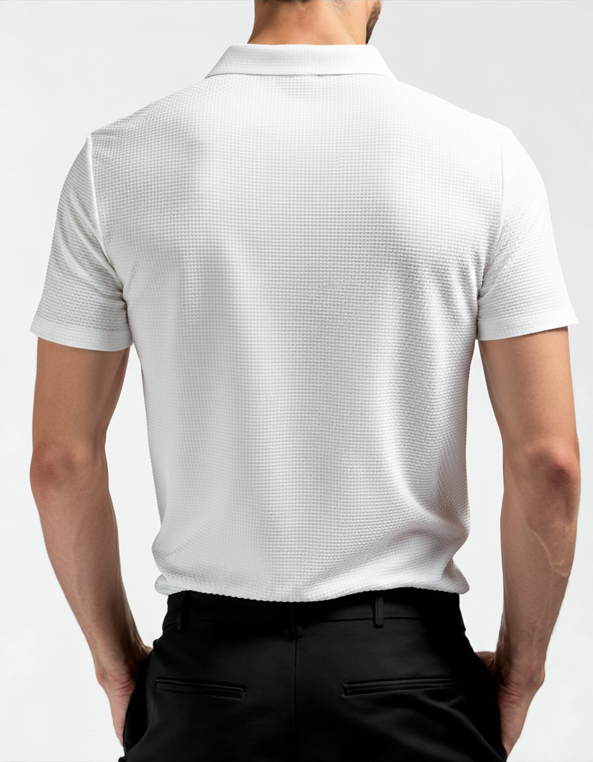 Zip Polo Shirt with Silky Mesh Knit, Short Sleeve