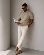 Zip Up Polo Shirt with Mesh Knit and Contrast Trim, Short Sleeve
